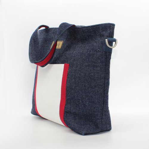 Upcycled Handcrafted Denim Jeans Blue Womens Office Tote Bag